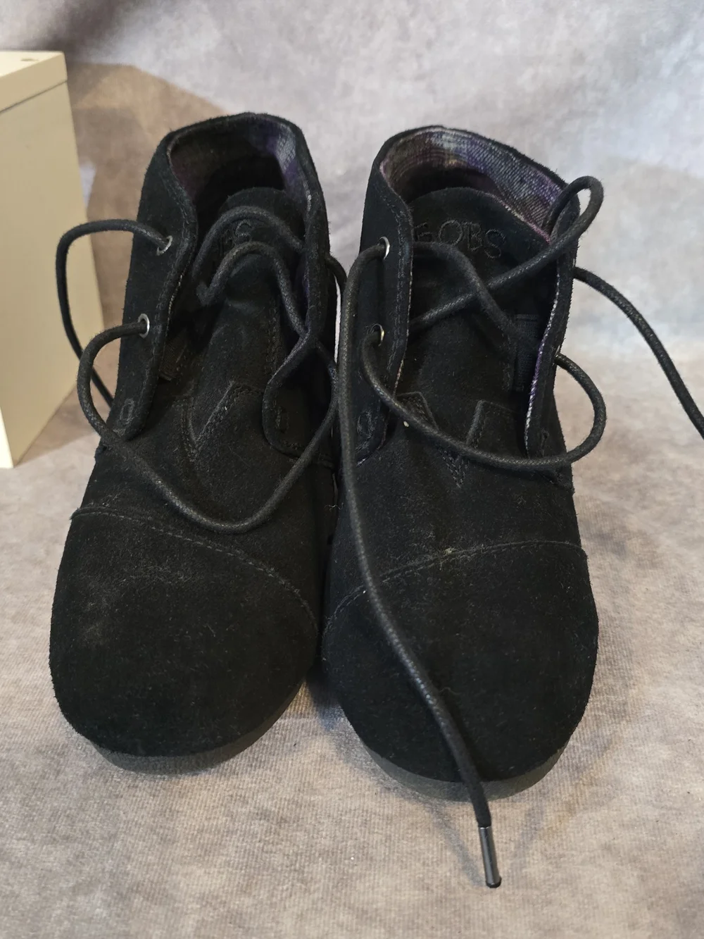 Bob's Black Suede Wedge Ankle Boots - Women's Lace-Up‎ Booties Size 6